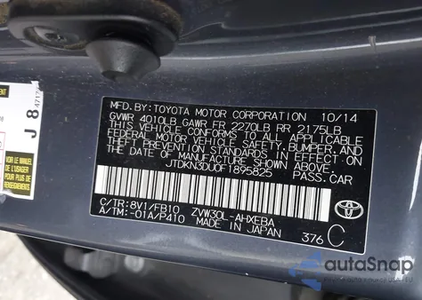 2015 Toyota Prius Two z USA, uszkodzony, nr VIN JTDKN3DU0F1895825